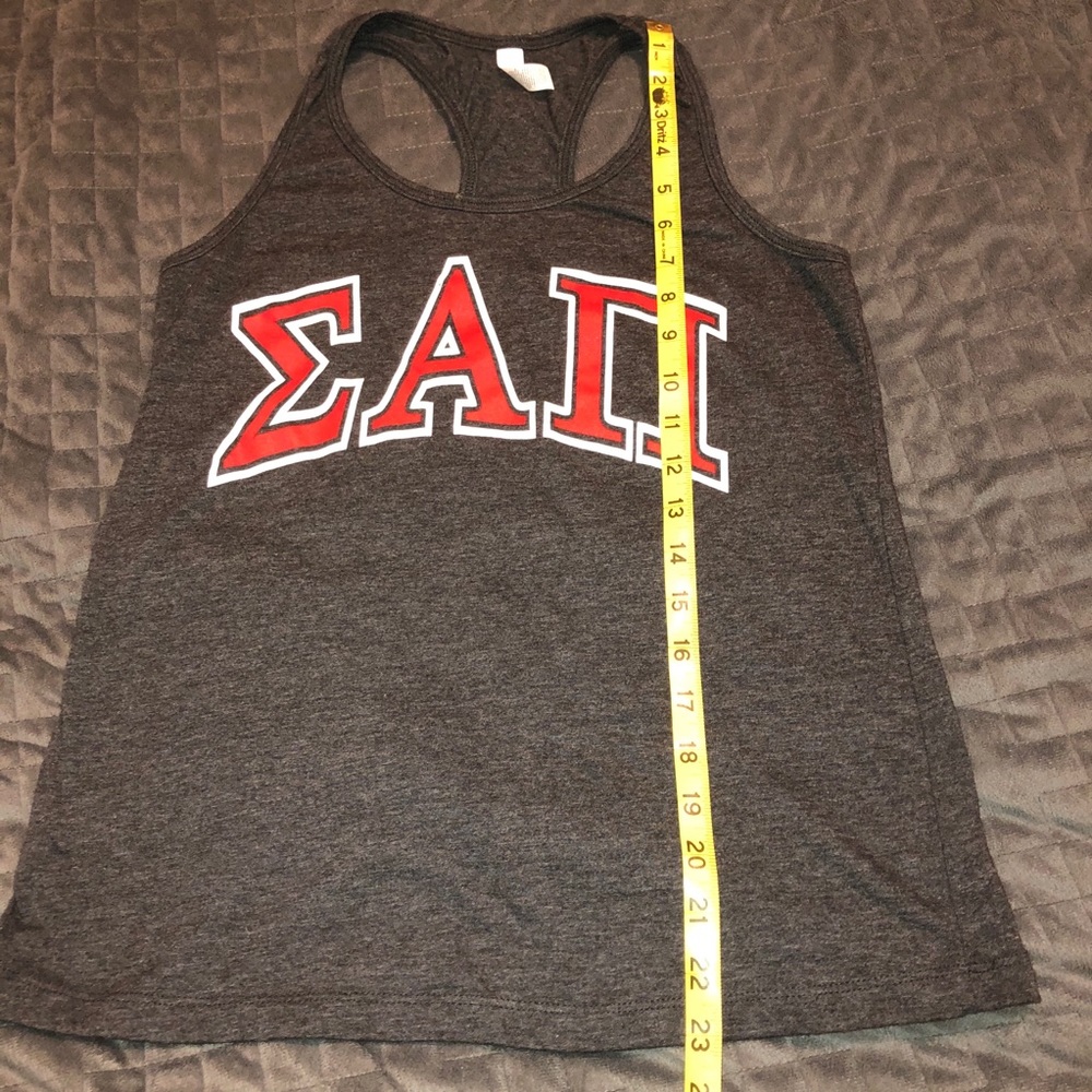 Gray Racerback Tank Top with Red Lettering - Picture 4 of 9